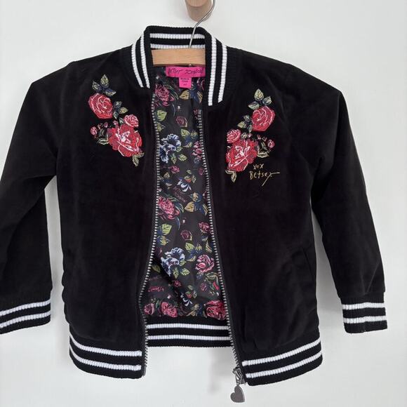 Betsey Johnson Floral Embroidered Bomber Jacket - Picture 2 of 6